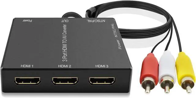 Main image of 3 Port HDMI to RCA Converter HDMI to AV Adapter for Older TV HDMI to Composite Converter for Fire Stick Roku PS4 Appler TV HD Play PC DVD Players etc.