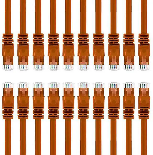 Main image of 20 Pack Cat 6 Ethernet Cable Cat6 Snagless Patch 5 Feet Computer LAN Network Cord Orange