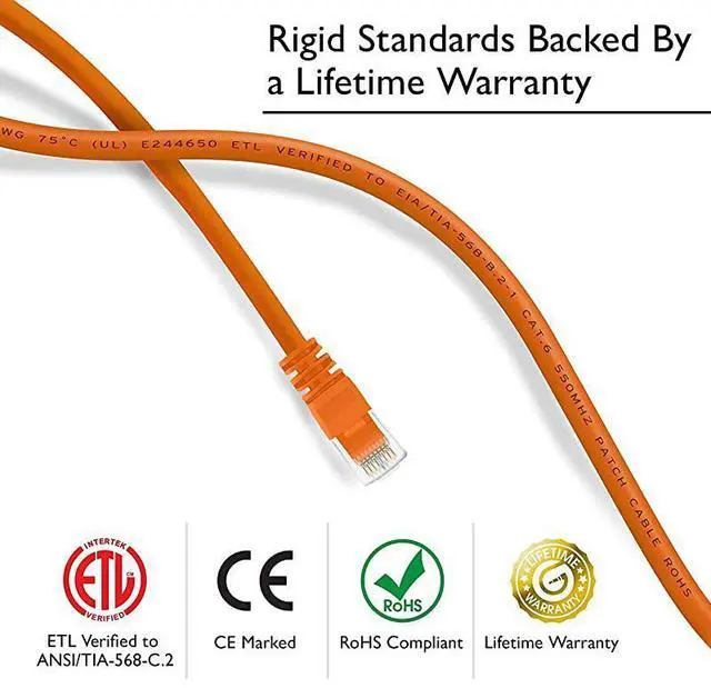 Alt view image 3 of 5 - 20 Pack Cat 6 Ethernet Cable Cat6 Snagless Patch 5 Feet Computer LAN Network Cord Orange