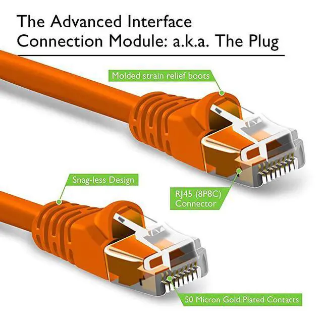 Alt view image 2 of 5 - 20 Pack Cat 6 Ethernet Cable Cat6 Snagless Patch 5 Feet Computer LAN Network Cord Orange