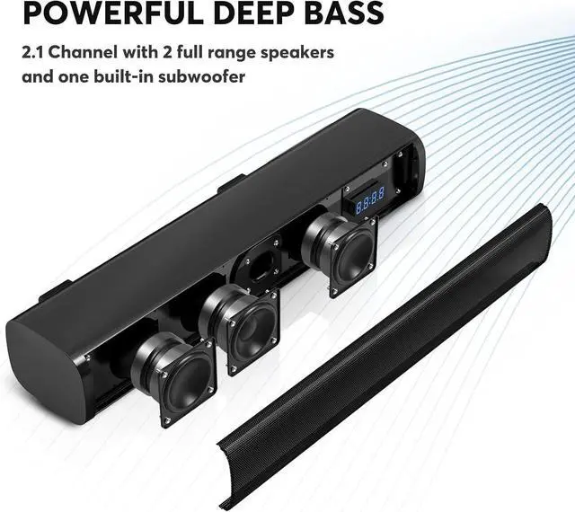Alt view image 2 of 7 - 2.1ch Small Sound Bars for TV with 6 Levels Voice Enhancement, Built-in Subwoofer, 16 Inches Bluetooth 5.3 Soundbar Speakers with Optical/AUX/USB Connection, S100