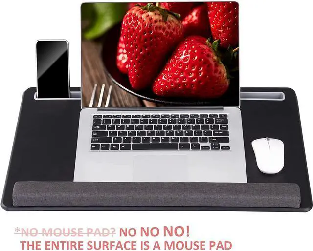 Alt view image 2 of 6 - for27 Large Lap Laptop Desk - Full Mouse Pad Gaming Tray - Portable LapDesk with Mouse Pad & Wrist Rest for Notebook MacBook Tablet Bed Sofa Working Drawing(Black Fit Up to 17.3-in Laptops)