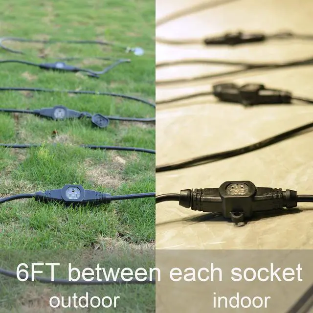 Alt view image 6 of 7 - 25FT 12 Gauge Outdoor Power Extension Cord Four Outlet Cable.Multiple Evenly-Spaced Plug Ideal for Landscaping Light Stage Backline Holiday Decoration and ChristmasUL Listed Cord Splitter