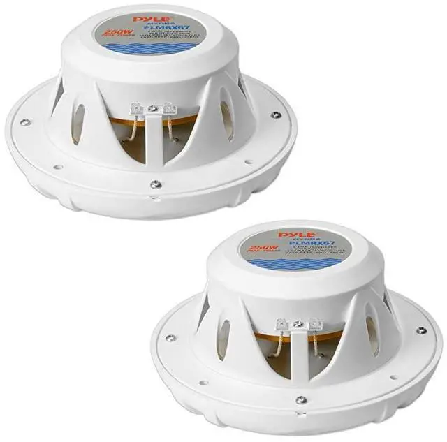 Alt view image 2 of 3 - for250 Watt Marine Speaker System Water Resistant Dual 2 Way 65 Inch Outdoor Stereo Audio Sound Speakers w 65Hz20kHz Frequency Response Heavy Duty 35oz Magnet Structure PLMRX67 White Pair