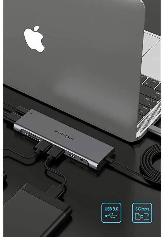 Alt view image 6 of 7 - FOR-33FT Long Cable USB C Hub with 4K HDMI 2 USB 30 Card Reader Aux Type C DataCharging Adapter Compatible 20202016 MacBook Pro New Mac AirSurface ChromeBook More CBC37 Space Gray