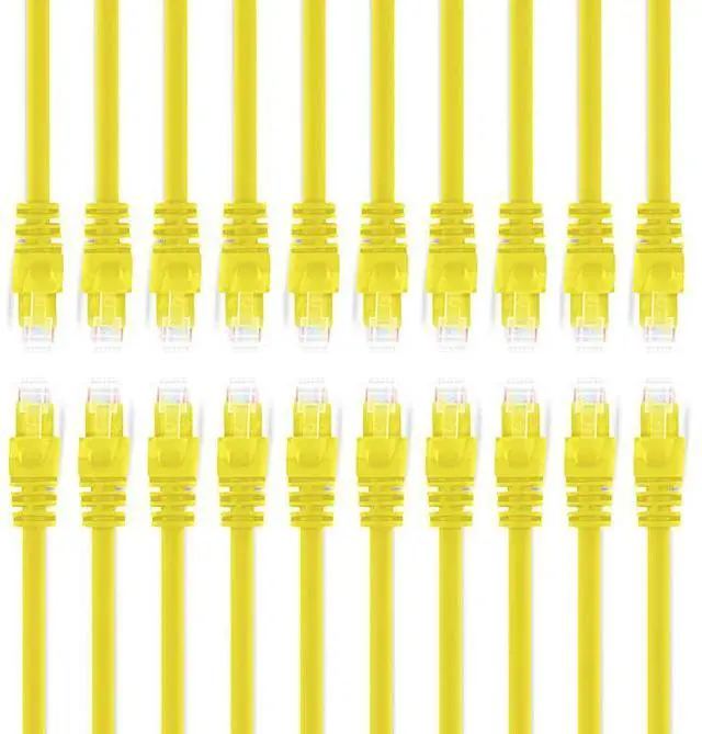 Main image of for20 Pack Cat 6 Ethernet Cable Cat6 Snagless Patch 5 Feet Computer LAN Network Cord Yellow
