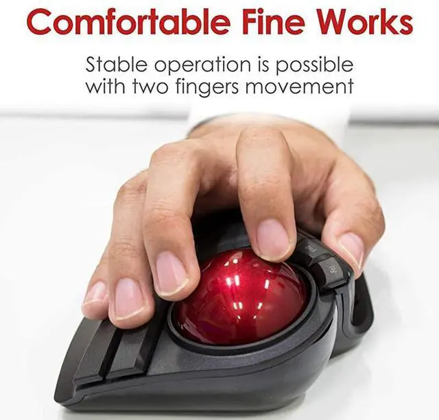 Alt view image 3 of 7 - FOR 2.4GHz Wireless Finger-operated Large size Trackball Mouse 8-Button Function with Smooth Tracking, Precision Optical Gaming Sensor Palm Rest Attached (M-HT1DRBK)