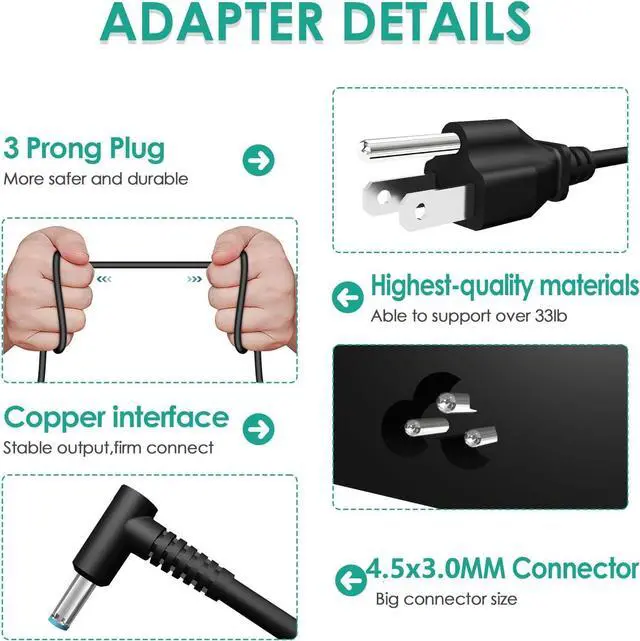 Alt view image 4 of 7 - 200W Genuin AC Charger Fit for HP Omen Pavilion 15 16 17 15t 17t G3 G4 G5 G6 G7 G8 Zbook 15 17 ZBook Fury Create Studio Envy 15 2020 Victus 16 TPN-DA10 Gaming Laptop Power Adapter Supply