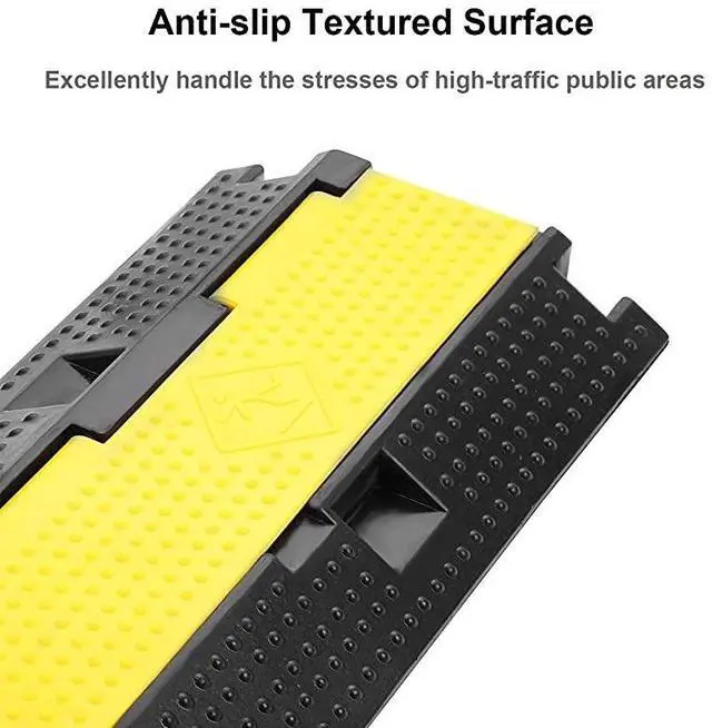 Alt view image 5 of 7 - FOR-3 Pack Dual Channel Rubber Cable Protector Ramp 2 Channel Traffic Speed Bump 11000lbs Capacity Heavy Duty Hose Cable Track Protector Protective Cover Wires Concealer wFlipOpen Top Cover