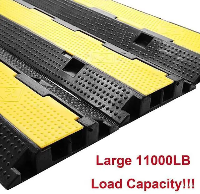 Alt view image 6 of 7 - FOR-3 Pack Dual Channel Rubber Cable Protector Ramp 2 Channel Traffic Speed Bump 11000lbs Capacity Heavy Duty Hose Cable Track Protector Protective Cover Wires Concealer wFlipOpen Top Cover
