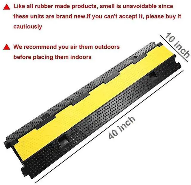 Alt view image 7 of 7 - FOR-3 Pack Dual Channel Rubber Cable Protector Ramp 2 Channel Traffic Speed Bump 11000lbs Capacity Heavy Duty Hose Cable Track Protector Protective Cover Wires Concealer wFlipOpen Top Cover
