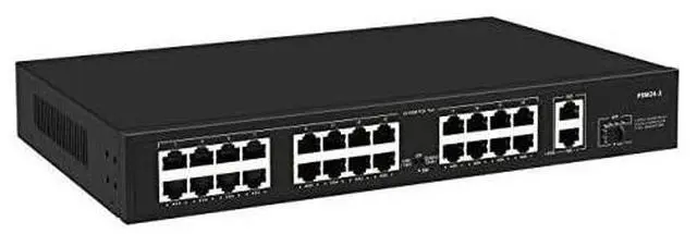 Main image of FOR-24 Port Plug and Play PoE+ Switch with 2 Gigabit Uplink Ports, Up to 30W Per Port, Total Budget 250W, 803.af/at Compliant, Rack Mount