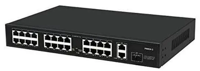 Alt view image 3 of 5 - FOR-24 Port Plug and Play PoE+ Switch with 2 Gigabit Uplink Ports, Up to 30W Per Port, Total Budget 250W, 803.af/at Compliant, Rack Mount