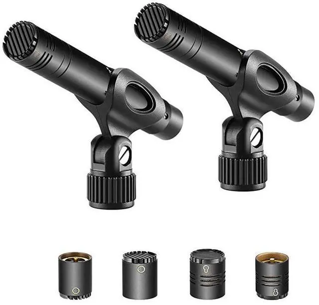 Main image of 2Pack Pencil Stick Condenser Microphone with Interchangeable Omni Cardioid and Super Cardioid Capsules Foam Windscreens Mic Clip and Portable Carrying Case for Acoustic Woodwind Instruments