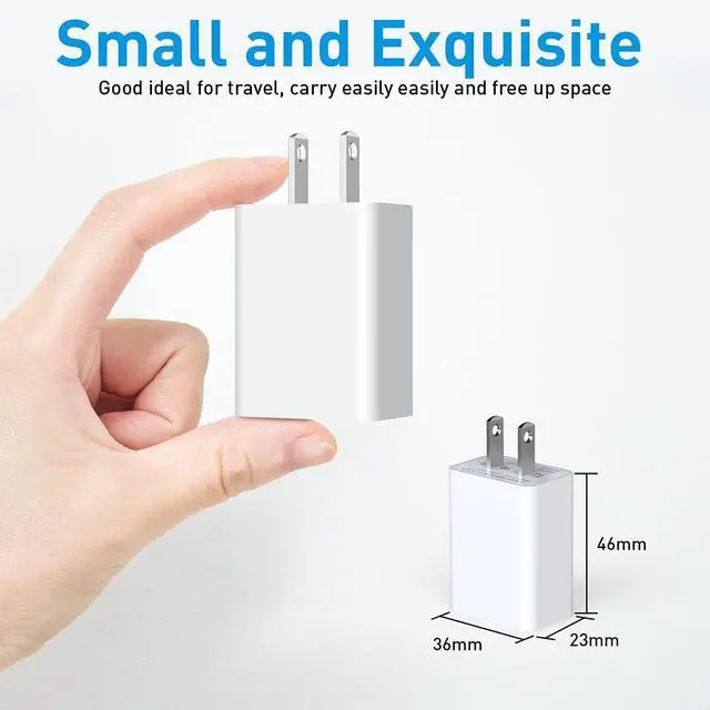 Alt view image 2 of 7 - for4-Pack USB Wall Charger USB Wall Plug 5V 2.1A AC Power Adapter Compatible with iPhone 13 12 11 Pro Max X XS MAX 8 8Plus 7 7Plus 6 6s Plus Pad Pods Samsung Tablet Kindle and More (White)