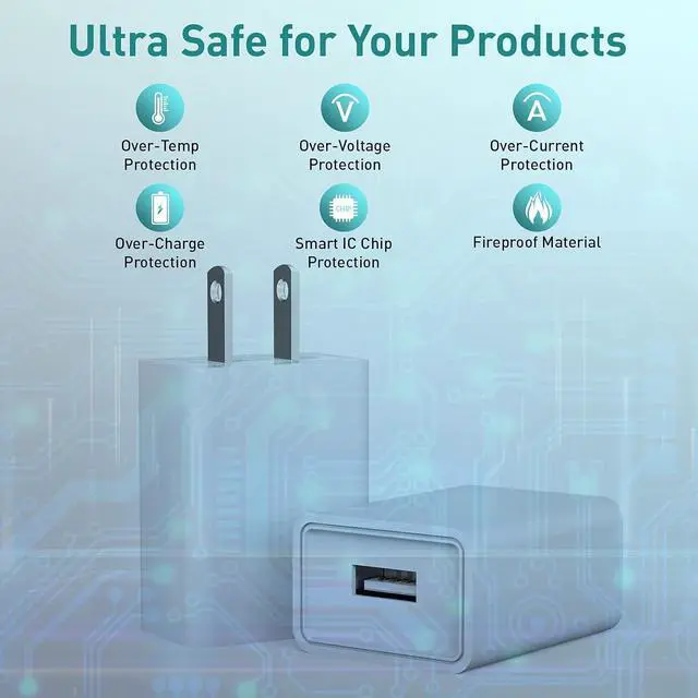 Alt view image 5 of 7 - for4-Pack USB Wall Charger USB Wall Plug 5V 2.1A AC Power Adapter Compatible with iPhone 13 12 11 Pro Max X XS MAX 8 8Plus 7 7Plus 6 6s Plus Pad Pods Samsung Tablet Kindle and More (White)