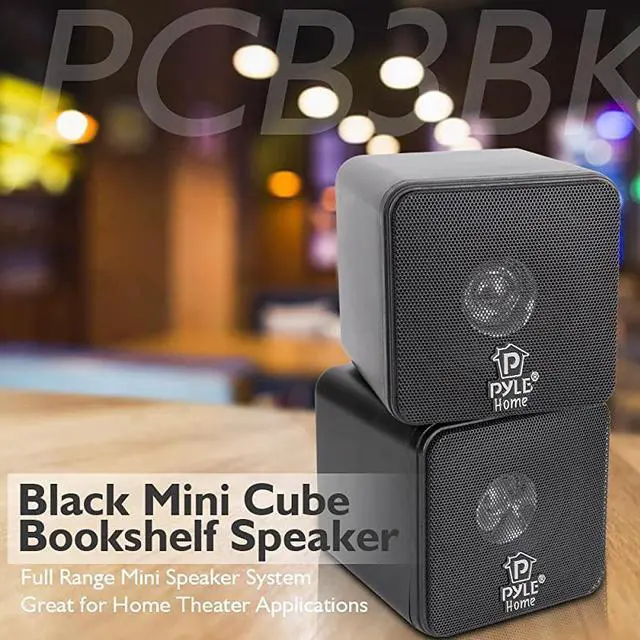 Alt view image 3 of 6 - FOR-4 Mini Cube Bookshelf Speakers - Paper Cone Driver, 200 Watt Power, 8 Ohm Impedance, Video Shielding, Home Theater Application and Audio Stereo Surround Sound System - 1 Pair - PCB4BK (Black)