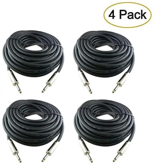 Main image of FOR-4Pcs 25 Feet Professional 1/4" to 1/4" Speaker Cables, 12 Gauge AWG 2-Conductor 1/4 Male Inch Heavy Duty Audio Amplifier Cord Wire, 4 Pack