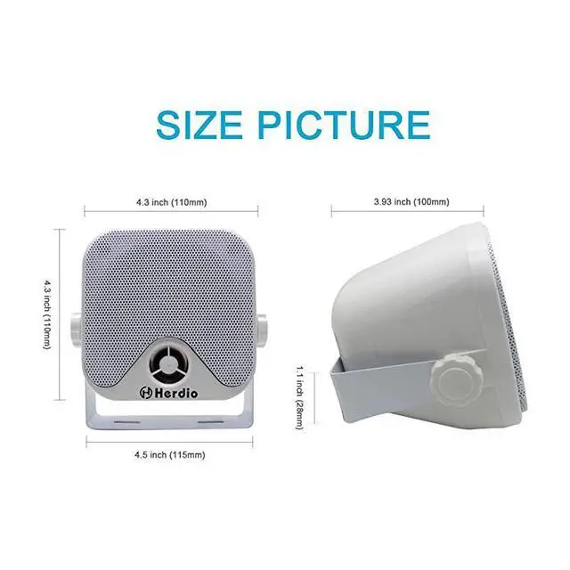 Alt view image 5 of 7 - FOR 4 Inches Marine Box Bluetooth Speakers Compact Waterproof Audio Stereo Sound System with 100 Watt Power for Boat Golf cart Jeep ATV UTV Truck Heavy Duty Powersports Vehicles Courtyard White