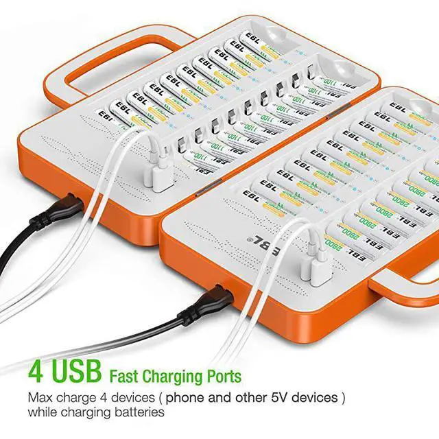 Alt view image 3 of 7 - FOR 40Slot Battery Charger for 2/4/.20/24.38/40 pcs AA AAA Rechargeable Batteries - Advanced Multiple Battery Charger with 4 USB Output for Phones - Handle Design(Batteries not Included)