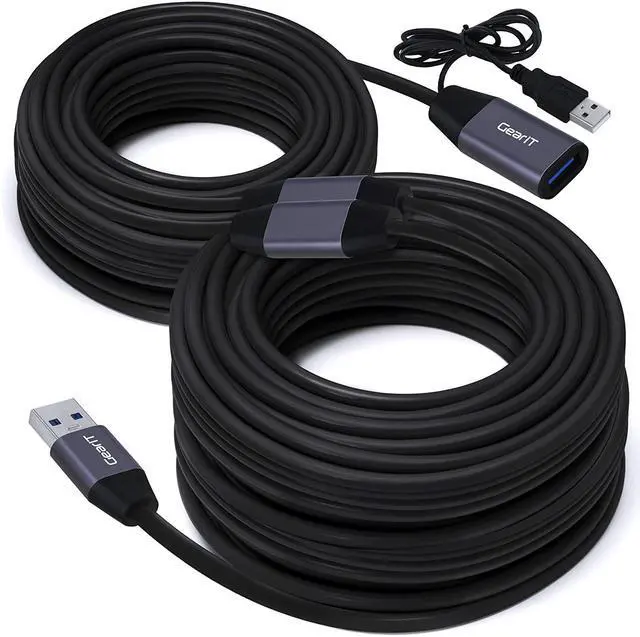 Main image of 50 Feet USB 3.0 SuperSpeed Active Extension Cable with Signal Booster Repeater Cable Type A Male to Female Repeater - Up to 5Gb Transfer Speed (50ft / Black)