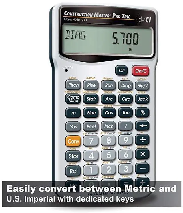 Alt view image 2 of 7 - FOR-4080 Construction Master Pro Trig Advanced Construction Math Feet-Inch-Fraction Calculator with Full Trig Function for Architects, Engineers, Contractors, Estimators and Framers