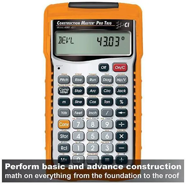 Alt view image 3 of 7 - FOR-4080 Construction Master Pro Trig Advanced Construction Math Feet-Inch-Fraction Calculator with Full Trig Function for Architects, Engineers, Contractors, Estimators and Framers