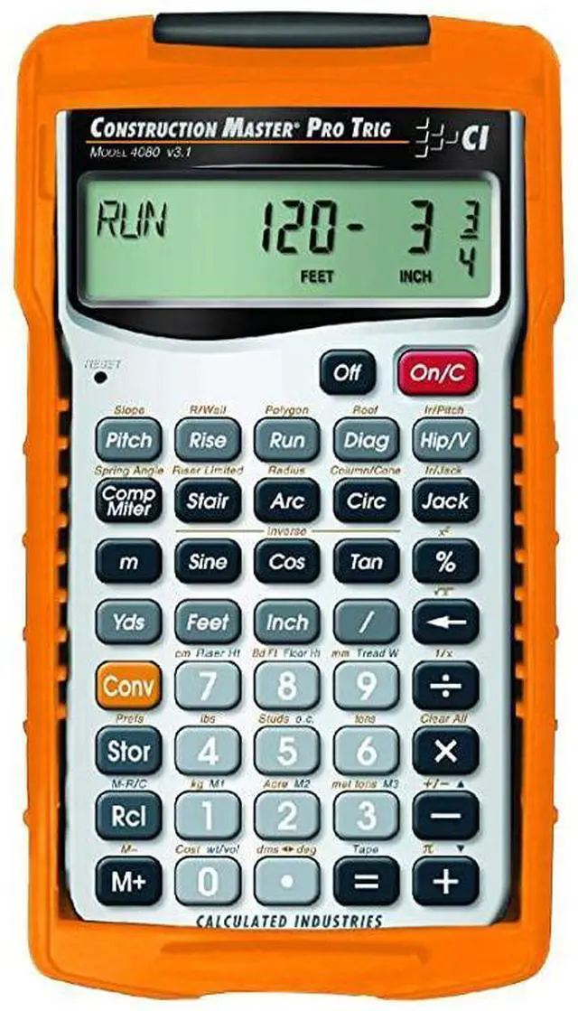 Alt view image 7 of 7 - FOR-4080 Construction Master Pro Trig Advanced Construction Math Feet-Inch-Fraction Calculator with Full Trig Function for Architects, Engineers, Contractors, Estimators and Framers