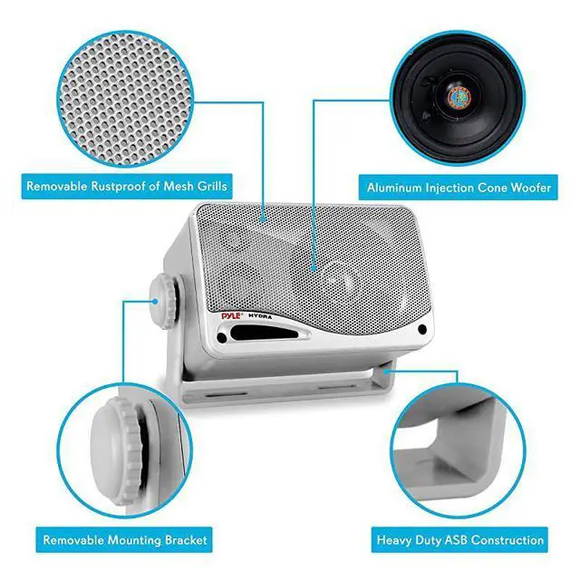 Alt view image 2 of 7 - FOR-3Way Waterproof Marine Box Speakers 35 200 Watt Dual Indoor Outdoor Speaker System WeatherproofWaterproof Outdoor Speaker Home Boat Pool Patio Indoor Outdoor Use  PLMR24S Silver