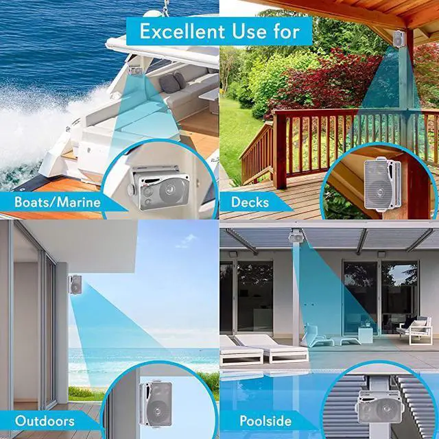 Alt view image 4 of 7 - FOR-3Way Waterproof Marine Box Speakers 35 200 Watt Dual Indoor Outdoor Speaker System WeatherproofWaterproof Outdoor Speaker Home Boat Pool Patio Indoor Outdoor Use  PLMR24S Silver