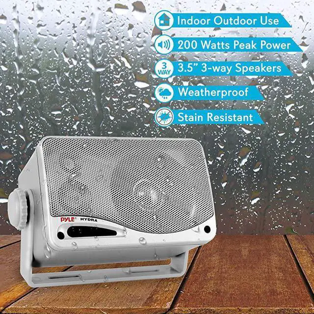 Alt view image 6 of 7 - FOR-3Way Waterproof Marine Box Speakers 35 200 Watt Dual Indoor Outdoor Speaker System WeatherproofWaterproof Outdoor Speaker Home Boat Pool Patio Indoor Outdoor Use  PLMR24S Silver