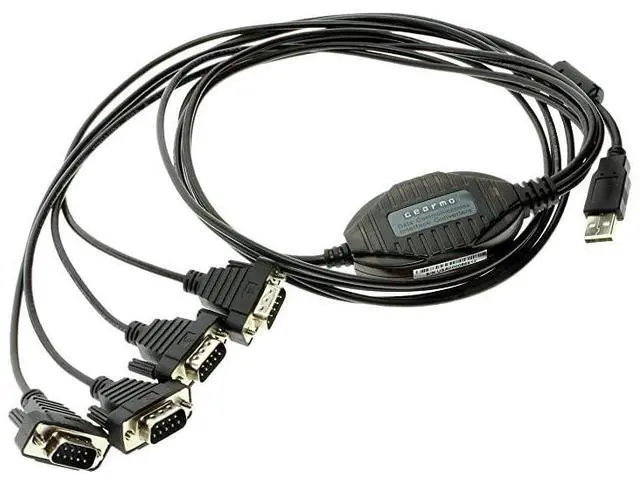 Main image of FOR-4 Port USB to Serial RS232 Adapter FTDI Chipset Supports Win 10 8 7 XP Linux Mac wESD and Surge Protection