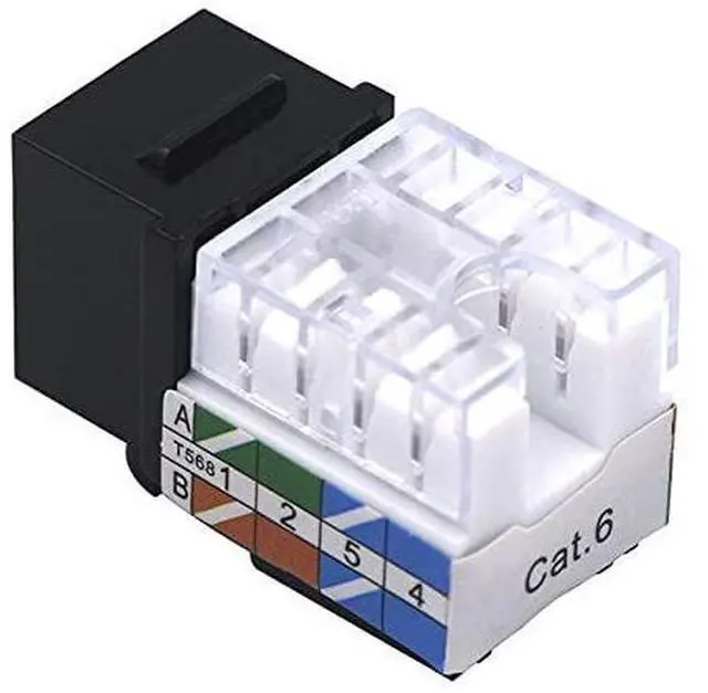 Alt view image 2 of 7 - 25-Pack Cat6 RJ45 90-Degree Keystone Jack Insert, Ethernet UTP Cat6 Keystone Jacks (Black) UL Listed