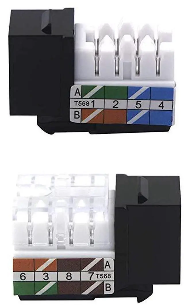 Alt view image 5 of 7 - 25-Pack Cat6 RJ45 90-Degree Keystone Jack Insert, Ethernet UTP Cat6 Keystone Jacks (Black) UL Listed