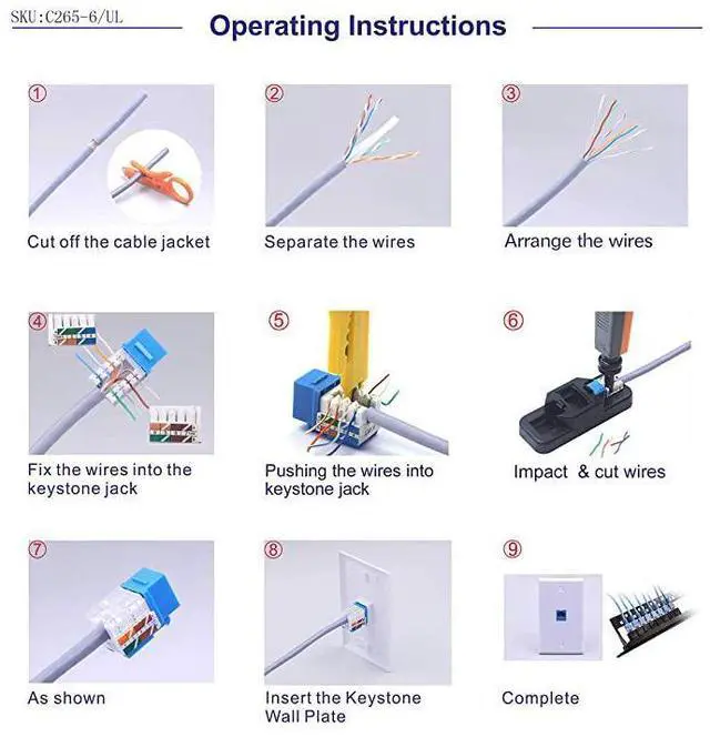 Alt view image 5 of 6 - 25Pack RJ45 Cat6 Keystone Jack 90 Degree Insert Punch Down Keystone Jack AdapterBlue UL Listed