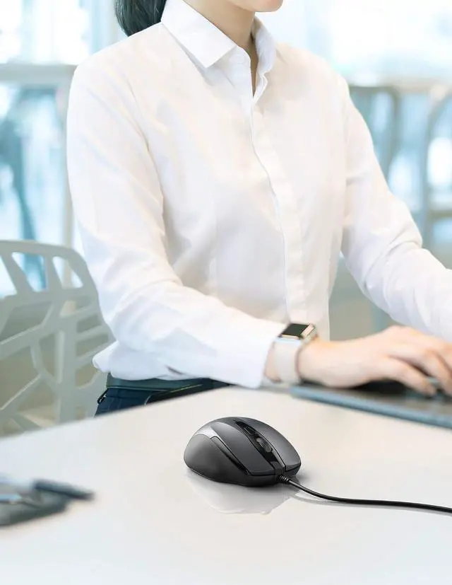 Alt view image 7 of 7 - for6-Button USB Wired Mouse with Side Buttons Optical Computer Mouse with 1000/2000DPI Ergonomic Design 5ft Cord Support Laptop Chromebook PC Desktop Mac Notebook-Grey