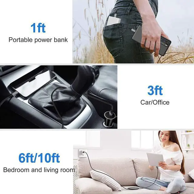 Alt view image 5 of 7 - for5Pack 10ft USB C Cable Extra Long USB A to USB-C 10foot Type C Fast Charging Cable Compatible Galaxy S10 20 9 8 Plus a10eBraided Rapid Charger Cord for Note 10 9 8LG V50 V40 G8 G7(Grey)