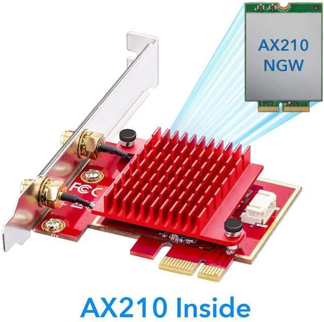 Alt view image 4 of 7 - AX5400 Wireless WiFi 6 WiFi 6E PCIe Card for PC Bluetooth 5.2 AX210 2402+2402+574Mbps Speed Bluetooth 5.2/5/4.2/4.0 802.11ax/ac/a/b/g/n Windows 10/11 64-bit Only WE3000S V2
