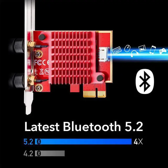 Alt view image 5 of 7 - AX5400 Wireless WiFi 6 WiFi 6E PCIe Card for PC Bluetooth 5.2 AX210 2402+2402+574Mbps Speed Bluetooth 5.2/5/4.2/4.0 802.11ax/ac/a/b/g/n Windows 10/11 64-bit Only WE3000S V2