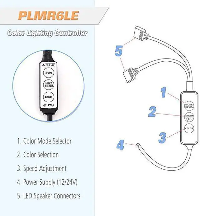 Alt view image 6 of 7 - FOR-65 Dual Marine Speakers IP44 Waterproof and Weather Resistant Outdoor Audio Stereo Sound System with Builtin Led Lights 150 Watt Power and Polyprone Cone 1 Pair PLMR6LEB Black