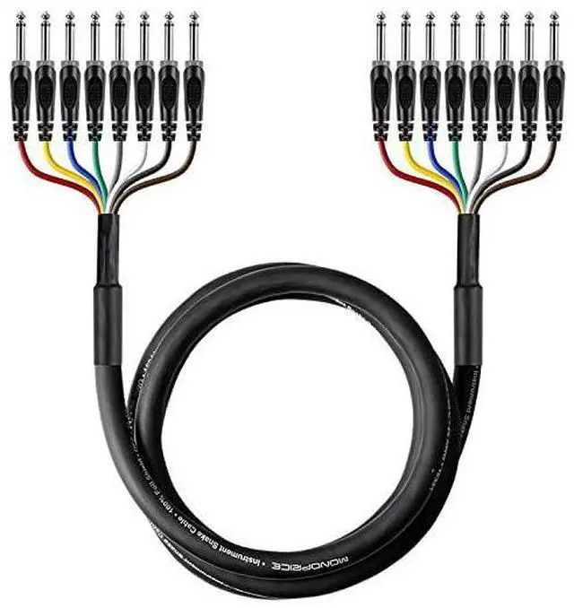 Main image of for601496 8Channel 14 Inch TS Male to 14 Inch TS Male Snake 26AWG Cable Cd 6 Meter 20 Feet With 8 Balanced Mono Unbalanced Stereo Lines