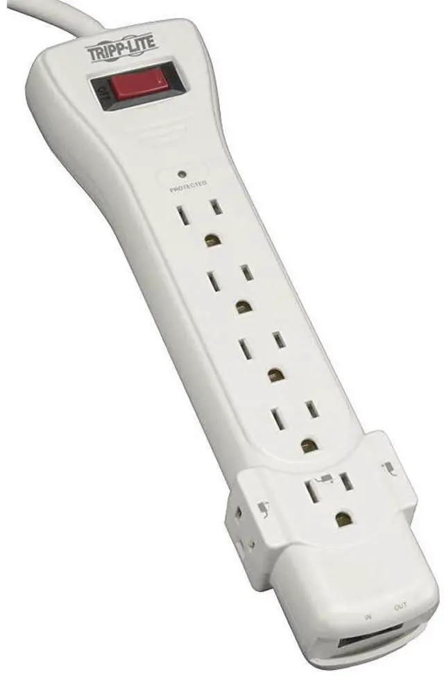 Main image of FOR7 Outlet Surge Protector Power Strip 12ft Long Cord RightAngle Plug FaxModem Protection RJ11 $50000 INSURANCE SUPER6TEL12