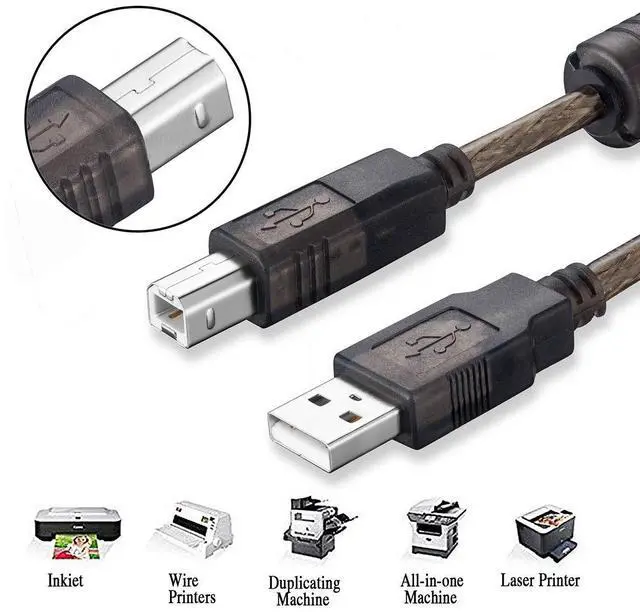 Alt view image 7 of 7 - Active USB 2.0 Printer Cable 100Ft - A-Male to B-Male High Speed Printer/Scanner/Repeater Cable for HP Canon Lexmark Epson Dell Samsung etc (100Ft/30M)