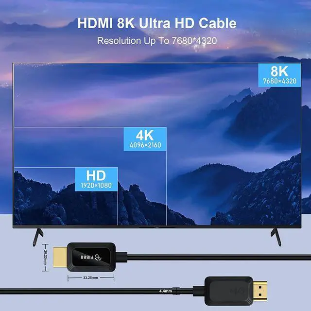 Alt view image 5 of 7 - FOR-8K HDMI Cable 50FT/15M 48Gbps High Speed HDMI 2.1 Cable 8K@60Hz 4K@120Hz/144Hz eARC HDR HDCP 2.2 & 2.3 Slim Fiber Optic Cable Compatible with HDTV/PS5/Blu-ray