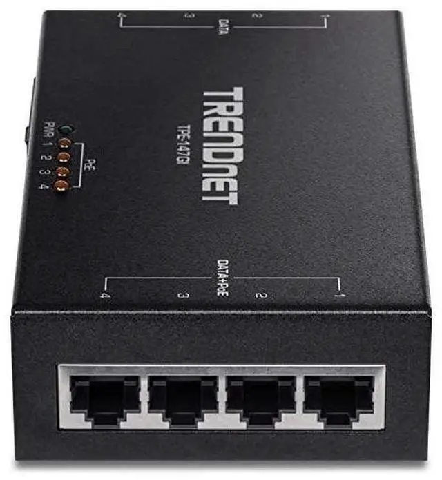 Alt view image 3 of 7 - FOR-65W 4-Port Gigabit PoE+ Injector, TPE-147GI, 4 x Gigabit Ports(Data in), 4 x gigabit PoE Ports(Data + PoE Out), Multi-Port PoE+ Injector up to 100m(328 ft.), Add PoE+ Power to Non-PoE Switch