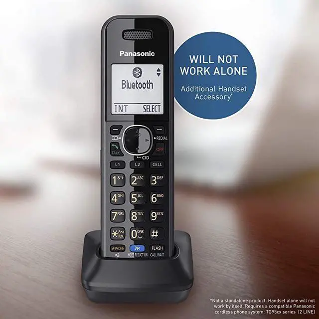 Main image of FOR-Additional Handset for 2Line Cordless Phone System Long Range DECT 60 KXTG95xx Series Business Telephones KXTGA950B Black