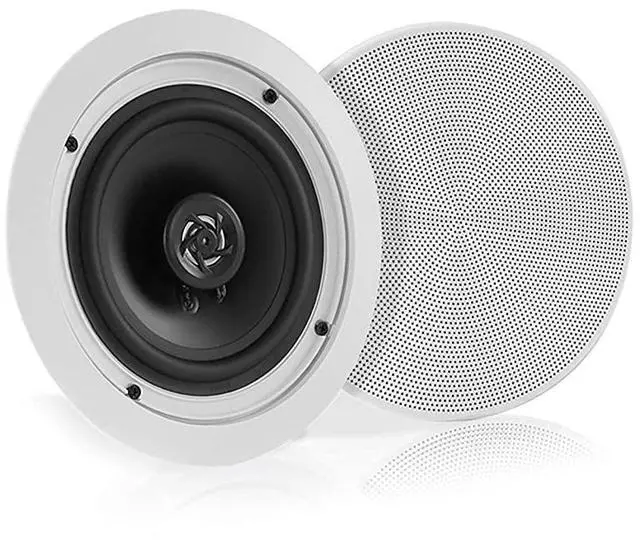 Main image of FOR Pair Bluetooth Flush Mount Inwall Inceiling 2Way Speaker System Quick Connections Changeable RoundSquare Grill Polyprone Cone Polymer Tweeter Stereo Sound 150 Watt PDICBT552RD