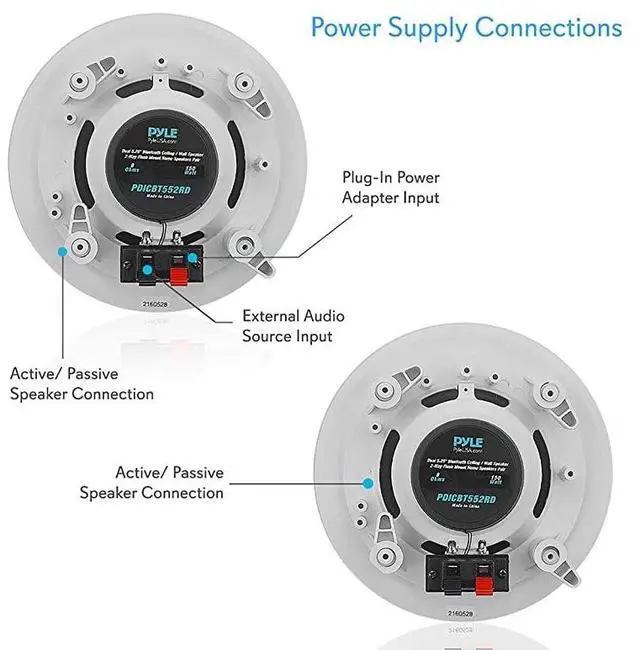 Alt view image 3 of 7 - FOR Pair Bluetooth Flush Mount Inwall Inceiling 2Way Speaker System Quick Connections Changeable RoundSquare Grill Polyprone Cone Polymer Tweeter Stereo Sound 150 Watt PDICBT552RD