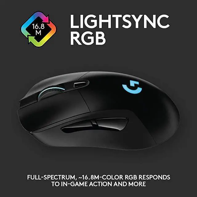 Alt view image 7 of 7 - FOR Lightspeed Wireless Gaming Mouse WHero 25K Sensor PowerPlay Compatible Lightsync RGB Lightweight 95G+10G Optional 10025 600 DPI Rubber Side Grips Black