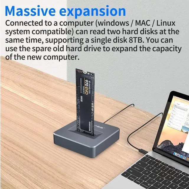 Alt view image 6 of 6 - Acasis NVME to USB Adapter M.2 SSD to Type A Card High Performance 10 Gbps USB 3.1 Gen 2 Bridge Chip Use as Portable SSD USB to M2 SSD Key M Support Windows XP 7 8 10 MAC OS